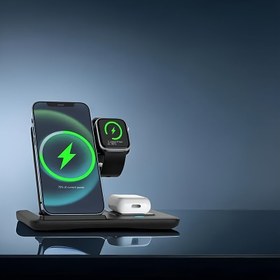 Resim Çoklu Cihazlar için Katlanabilir Kablosuz Şarj İstasyonu, Hızlı Şarj Standı Dok - iWatch Serisi 9 8 7 6 SE 5 4 3 2 Ultra Pro 3 2 ve iPhone 15 14Pro 14 13 Pro Max 13 12 11 Pro X Max XS XR 8 