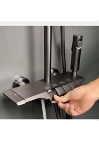 Resim İsaoğlu Yapı Siyah Duş Seti Piano Duş Sistemi Mat Siyah Yağmurlama Sistemli Batarya Dahil Set Dokunmatik Sistem Siyah 