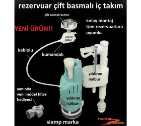 Resim Siamp Klozet Rezervuar Çift Basmalı İç Takım Yeni Tasarım Filtre 