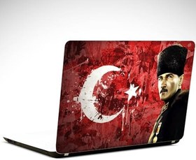 Resim Atatürk Madalya ve Bayrak Laptop Sticker 15.6 inch (38X27CM) 
