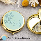 Resim 1 Adet Kişiselleştirilmiş Gravürlü Vintage Oval Makyaj Aynası - Özel Çiçek Desenli ve İsimli, Nedime Teklif Hediyesi, Anneler Günü, Öğretmen Takdiri, En İyi Arkadaş Doğum Günü İçin Kompakt Cep Aynası, Şık Cep Aynası | Vanite Aynası, Mücevher Kutusu 
