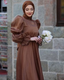 Resim BAHARYAMAÇLI Kadın Kahve Kayla Tesettür Abiye 
