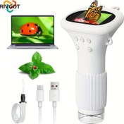 Resim Çocuklar için taşınabilir mikroskop, mini el tipi cep dijital mikroskop çocuklar ve yetişkinler için, SD kart yuvası, makro IPS ekran elektronik büyüteç, çocuğun doğum günü hediyesi, Noel hediyesi 