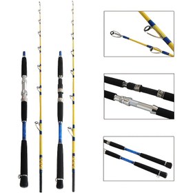 Resim AIXIYIYI 2 Bölmeli Yavaş Jigging Spinning Çubuğu, Açık Deniz Tuzlu Su Balıkçılığı, 160.02cm'den 180.14cm'ye, Orta Eylem, 9.07-22.68KG Yük Kapasitesi, Siyah Mavi Vurgularla, Cam Elyaf Yapısı, Yakın Sahil Balıkçılık Çubuğu | Şık Balıkçılık Çubuğu | Cam Elyaf Çubuk 