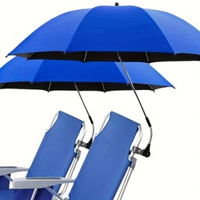 Resim 360° Dönen Açık Güneşlik Şemsiyesi Ayarlanabilir Kanvaslı - Isıya Dayanıklı, Mavi, Kamp, Plaj Sandalyeleri, Golf Arabaları, Tekerlekli Sandalyeler ve Veranda Oturma İçin İdeal, Veranda Gölgesi|Modern Şemsiye|Isıya Dayanıklı Kanvas 