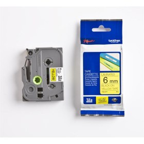 Resim Vobotek Teknoloji Brother TZE-611 6 mm Sarı Üzeri Siyah Laminasyonlu Etiket Vobotek Teknoloji 