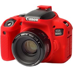 Resim EasyCover Canon 800d Silikon Kılıf Kırmızı 