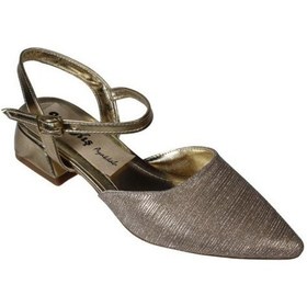 Resim Yazkış Kadın Altın Gümüş Simli 4cm Kısa Kalın Topuklu Abiye Ayakkabı Altın 