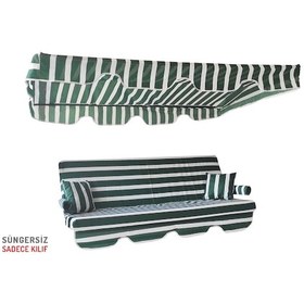 Resim Viphomeconcept 3 Kişilik Süngersiz Bahçe Salıncak Minderi Kılıfı Yeşil-Krem (454232805) Yeşil 