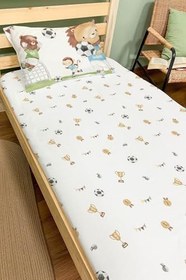 Resim Organik Tek Kişilik Lastikli Çarşaf Seti - Şampiyon Minik Aslan 140 x 200 
