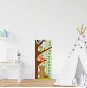Resim Çocuk Odası Bebek Odası Boy Ölçer Boy Cetveli Sticker Ağaçta Hayv 