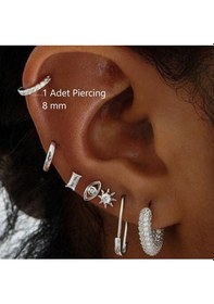 Resim 8 Mm Silver Renk Taşlı Halka Piercing Tragus Helix Forward Helix Renkli 