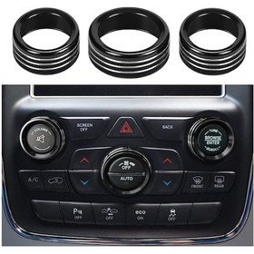 Resim Neevoyu Dodge Durango 2014-2020 Jeep Cherokee/grand Cherokee 2014-2021 Klima Ve Ses Regülatör Düğme Kapağı Siyah 3'lü Alüminyum Seti 