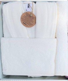 Resim Özdilek Curve Aile Bornoz Seti Mürdüm - Krem Krem - Mürdüm 