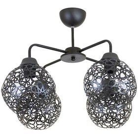 Resim Dörtlü Selçuklu Model Modern Siyah Plafonyer Avize 