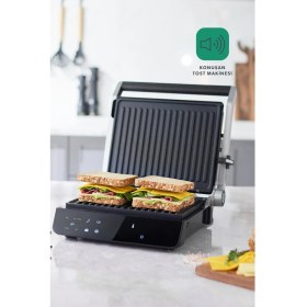 Resim Homend Grilliant 1343H Cam Yüzeyli, 5 Hazır Programlı, Döküm Plakalı, LED Ekranlı Konuşan Tost Makinesi 