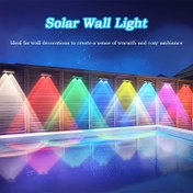 Resim FAÇOI 8'li Paket Solar Duvar Lambaları - Sokak, Merdiven, Patika, Teras ve Peyzaj Aydınlatması için Akıllı Işık Algılama Özellikli, 4'lü Paket Solar Çit Lambası - 9 Renkli Aydınlatma Modu 