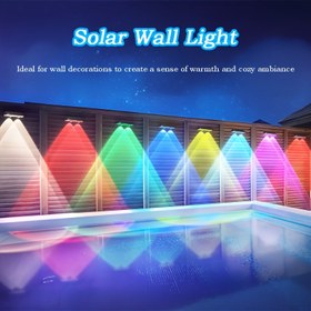 Resim FAÇOI 8'li Paket Solar Duvar Lambaları - Sokak, Merdiven, Patika, Teras ve Peyzaj Aydınlatması için Akıllı Işık Algılama Özellikli, 4'lü Paket Solar Çit Lambası - 9 Renkli Aydınlatma Modu 