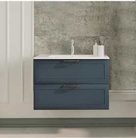 Resim Denko Beyoğlu 75 Cm Mdf Mat Lacivert Banyo Dolabı Alt Modül Ve La Lacivert 