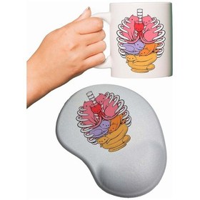 Resim Organ Kediler Baskılı Bilek Destekli Mouse Pad + Kupa Bardak Mug Mousepad 