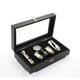 Resim Ahşap Kutulu Pirinç Dürbün Pusula Ve Kum Saati Seti 