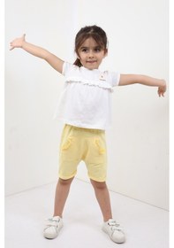 Resim Toontoy Kız Çocuk Nakışlı Şortlu Takım Sarı 