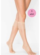 Resim 6 Adet Kadın Diz Altı Parlak Fit 15 Denye Çorap Açık Ten 113 Safran Çok Renkli 