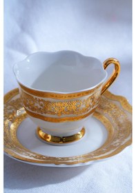 Resim Acar Lılıbet 6 Kişilik Kahve Fincanı Takımı - 90 Ml Beyaz - Gold 