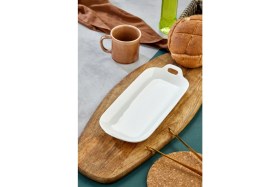 Resim Porselen Uzun Kulplu Sunum Tabağı ve Kahvaltılık 31X13,5X3,5 cm 