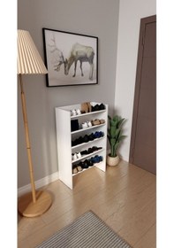 Resim Evvo 5 Katlı 5 Bölmeli Dekoratif Ayakkabılık Beyaz Beyaz 