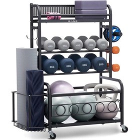 Resim Pilates Yoga Dambıl Kettlebell Mat Roller Çok Amaçlı Stand 