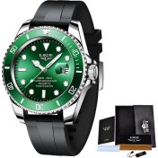 Resim Hanyang Gümüş Yeşil 2022 Yeni Izle Erkekler Silikon Kayış 30 M Su Geçirmez Erkek Saatler Lıge Üst Marka Lüks Spor Kuvars Kol Saati Relogio Masculino + Kutu (Yurt Dışından) 