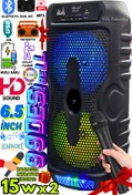 Resim LEERFEI Bluetooth Hoparlör Parti Hoparlör Kablosuz Mikrofon USB/FM/BT RGB Led Portatif Type-C Şarj 
