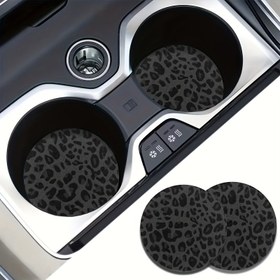 Resim 2 adet Leopar Araba Bardak Altlığı, Kaymaz Araba Bardak Altlığı, Evrensel Araba Bardak Tutucu Altlığı, Kaymaz Isıya Dayanıklı Altlık, Araba Aksesuarları 