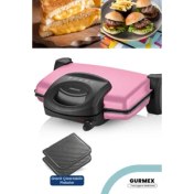 Resim Goldmaster Gurmex Pembe 1750 Watt Granit Çıkarılabilir Plakalı 5 Kademe Isı Ayarlı Tost ve Izgara Makinesi 