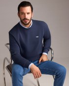 Resim İndigo Bisiklet Yaka Regular Fit Nakışlı Pamuklu Sweatshirt Kigili