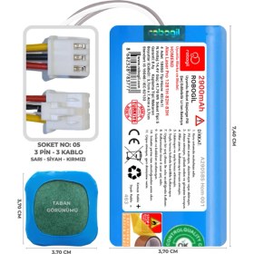 Resim Robogil Homend Alex Laser Pro 1281H-82H-83H 2900mAh Uyumlu Robot Süpürge Pili A2905BS-Hom-001 