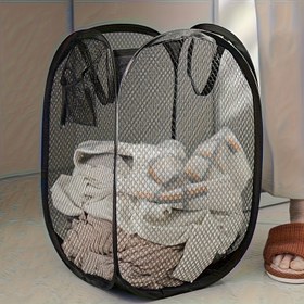 Resim Katlanabilir Pop-Up Çamaşır Sepeti Ergonomik Saplı - Dayanıklı Kumaş File, Banyo & Yatak Odası Düzeni için Yer Tasarrufu Sağlayan Tasarım, Çağdaş Tarz Depolama Kabı, Çamaşır Odası Aksesuarları, Sağlam Yapı, Çamaşır Sepetleri 