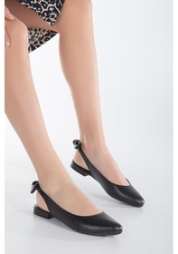 Resim Topuk Açık Fiyonklu Cilt Siyah Kadın Babet-2433-siyah Siyah 