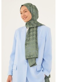Resim Mirsoy Scarf Kazayağı Desen Parlak Jakar Şal - Küf Yeşili Küf Yeşili 