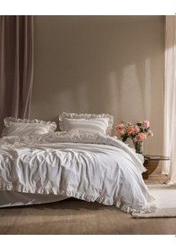 Resim Madame Coco Obernai Tek Kişilik %100 Pamuk Fırfırlı Düz Yıkamalı Nevresim Takımı - Beyaz 8684427302231 Çok Renkli 