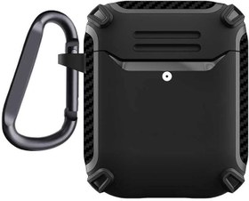 Resim Coverzone Kulaklık Koruyucu Kılıf Airpods İle Uyumlu Kılıf, Kulaklık Koruyucu, TPU, Karbonfiber Doku Airbag TPU Airpods Anahtarlık Çengelli Kılıf (Siyah) 