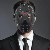Resim Nessiworld Siyah Renk Kırmızı Çizgili Tam Yüz Hokey Jason Maskesi Hannibal Maskesi 