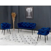 Resim Rozexi Balon Çay Seti Takımı Koltuk Takımı Oturma Odası Kafe Antre Hol Ofis 2+1+1 Siyah Metal 