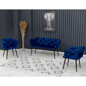 Resim Rozexi Balon Çay Seti Takımı Koltuk Takımı Oturma Odası Kafe Antre Hol Ofis 2+1+1 Siyah Metal 