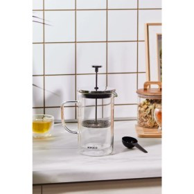 Resim UltraMint Şık 600 ml Çift Cidarlı Cam French Press ve Hediyeli Pia Kaşık 