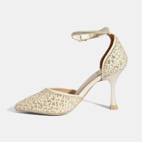 Resim Desa Kadın Beyaz Ayarlanabilir Tokalı Taşlı Gelin Ayakkabısı 