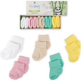 Resim Novibaby 5'li Bambu Yenidoğan Bebek Çorap I Flower I 0-6 ay "Karışık Renkli" 