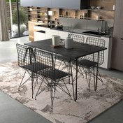 Resim Bambeds Mobilya Pera Metal Sandalye ve Metal Ayaklı Masa Takımı Mermer Desenli 