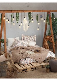 Resim Boho Chic Çift Kişilik Battaniye Takımı - Cappuccino 